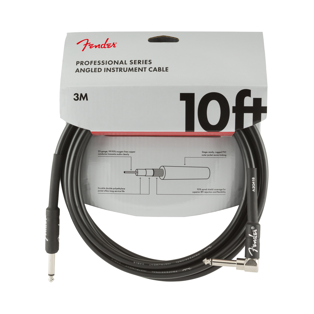 Fender NEW Fender Professional Series Cable - 10' - Straight/Angle - Black