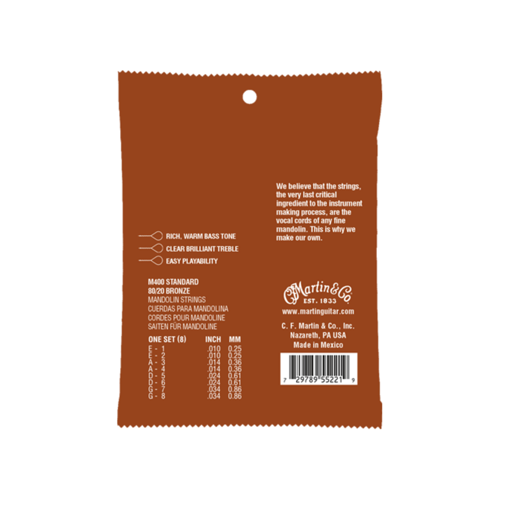 Martin NEW Martin Mandolin Strings M400 - 80/20 Bronze - Light