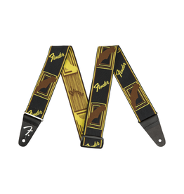 Fender NEW Fender Weighless Monogrammed Strap - Black/Yellow/Brown