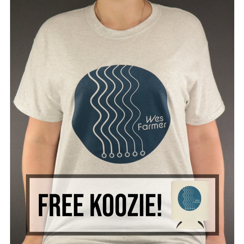 Local Music NEW Wes Farmer T-Shirt w/ Koozie - Heather Grey - S