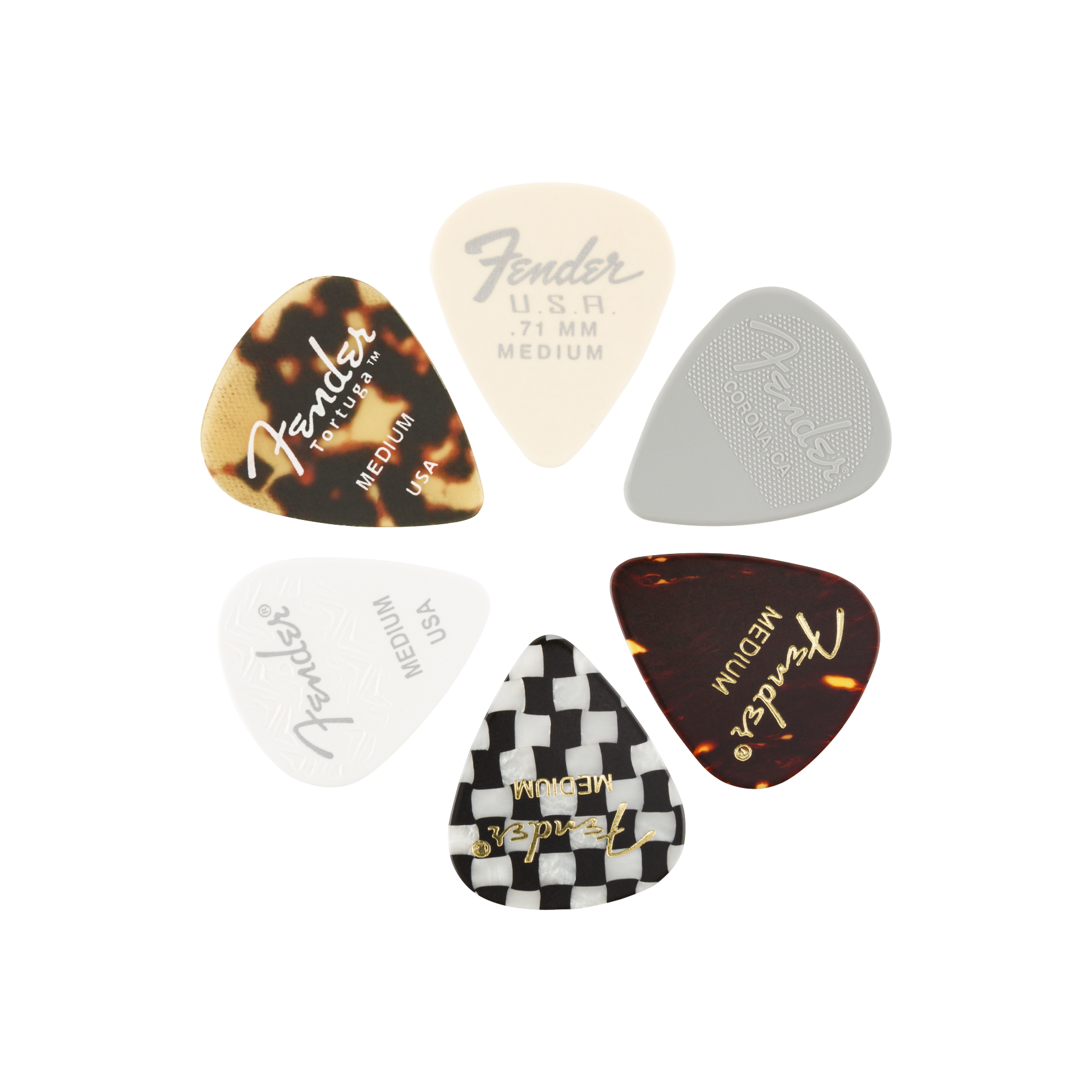 NEW Fender 351 Pick - Material Medley - Thin - 6-Pack - Mountain
