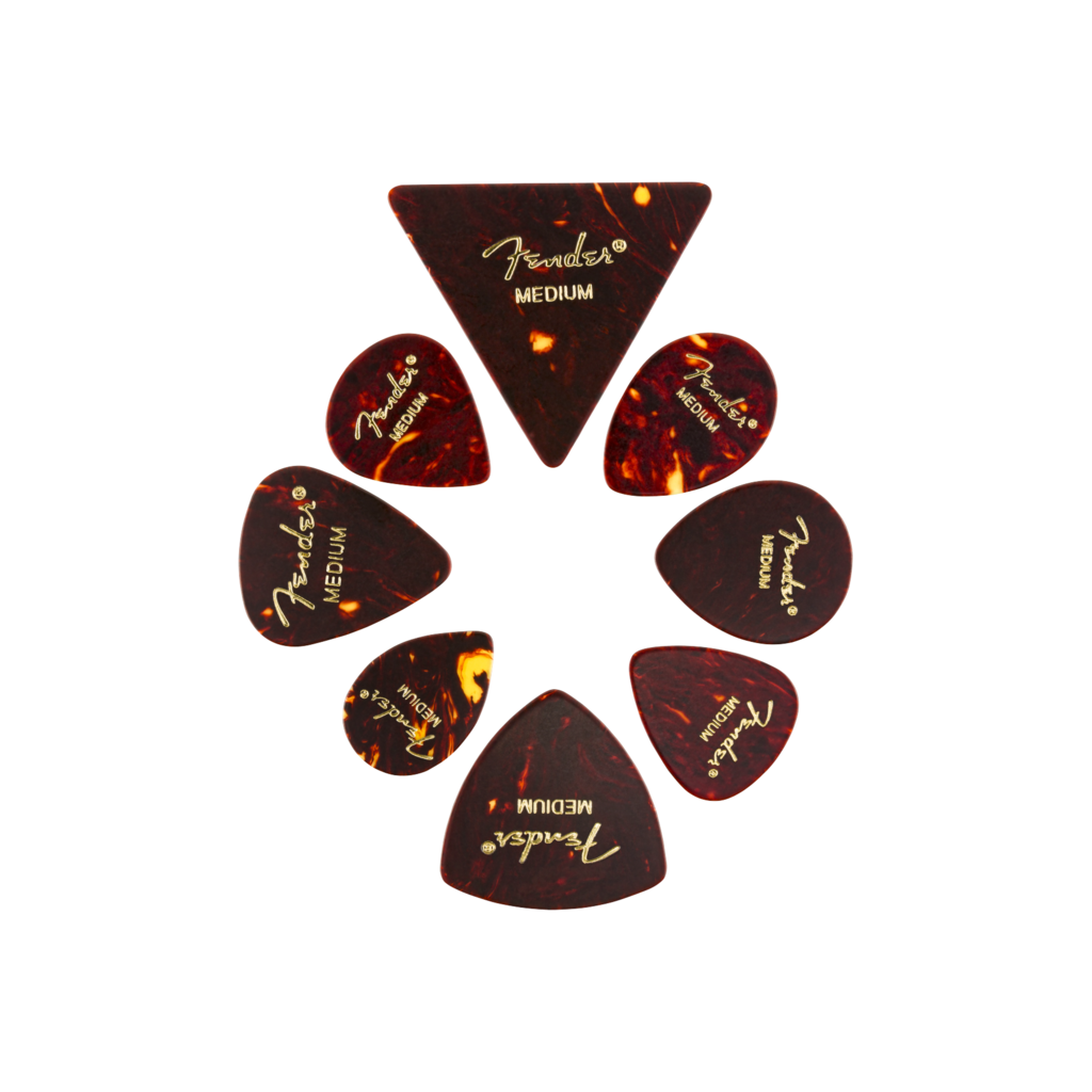 Fender NEW Fender Celluloid Pick - Shape Medley - Medium - 8 Pack