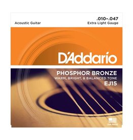 D'Addario NEW D'Addario EJ15 Phosphor Bronze Acoustic Strings - Extra Light - .010-.047