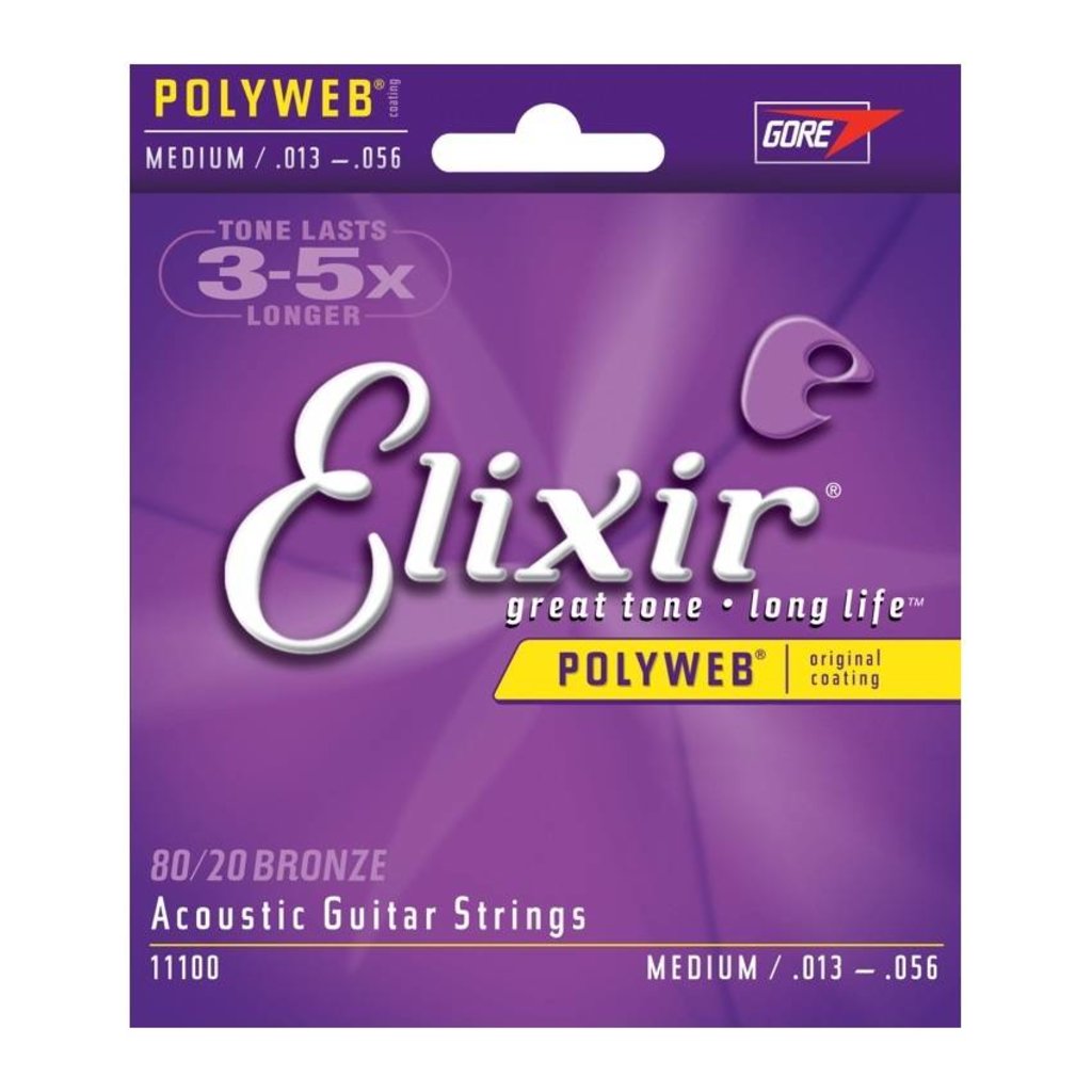 Elixir NEW Elixir Polyweb 80/20 Acoustic Strings - Medium - .013-.056