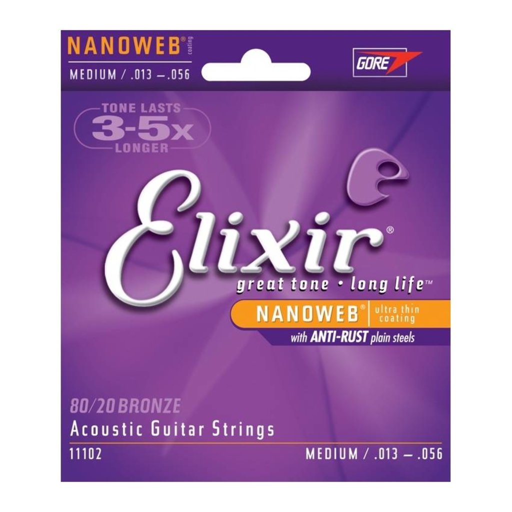Elixir NEW Elixir Nanoweb 80/20 Acoustic Strings - Medium - .013-.056