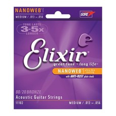 Elixir NEW Elixir Nanoweb 80/20 Acoustic Strings - Medium - .013-.056