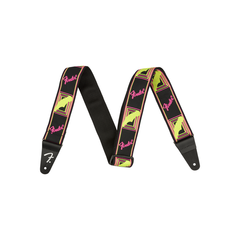 Fender NEW Fender Neon Monogrammed Strap - Yellow/Pink