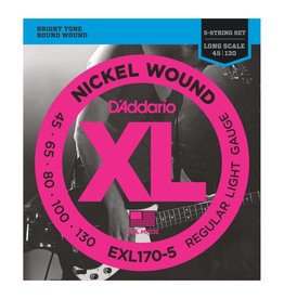 D'Addario NEW D'Addario EXL170-5 Nickel Wound 5-String Bass Strings - Regular Light - .045-.130
