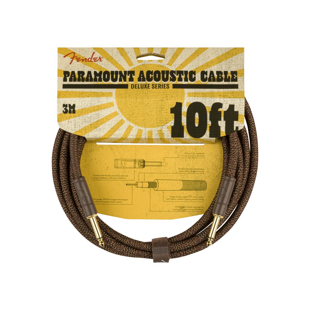 Fender NEW Fender Paramount Acoustic Instrument Cable - Brown - 10'
