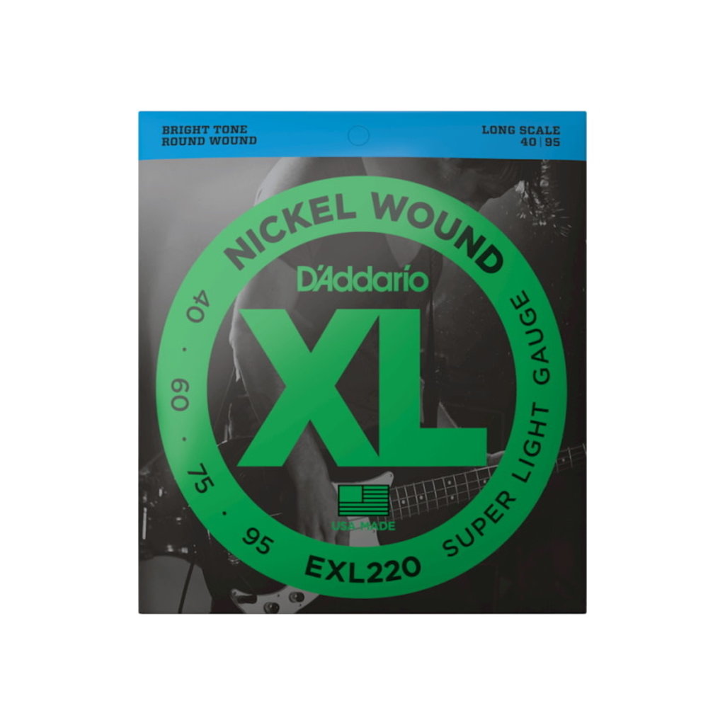 D'Addario NEW D'Addario EXL220 Nickel Wound Bass Strings - Super Light - .040-.095