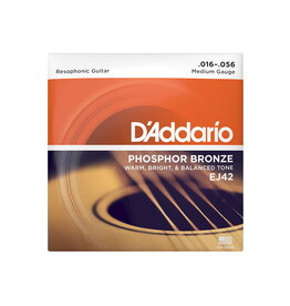 D'Addario NEW D'Addario EJ42 Phosphor Bronze Resonator Strings - Medium - .016-.056