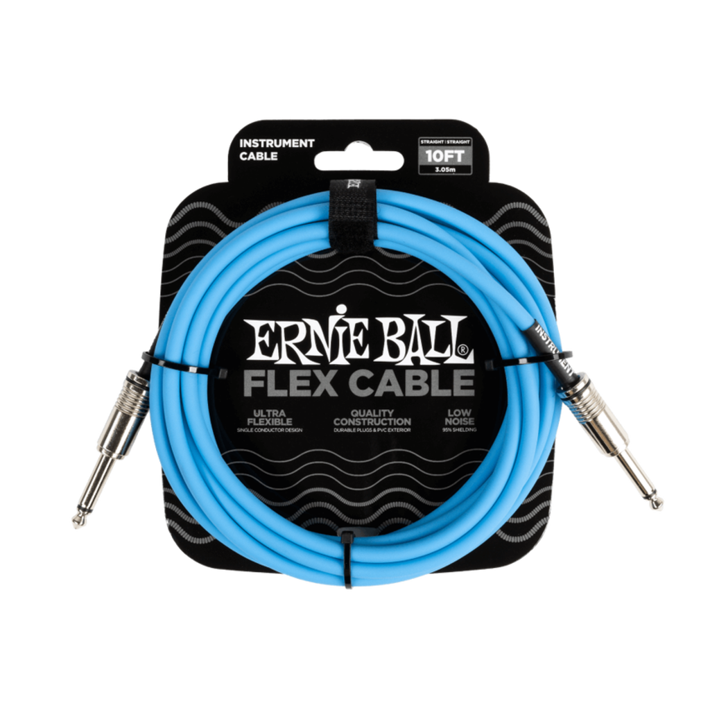 Ernie Ball NEW Ernie Ball Flex Instrument Cable - Straight/Straight - Blue - 10'