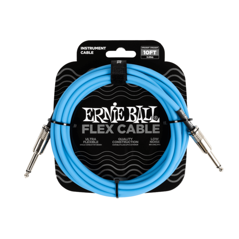 Ernie Ball NEW Ernie Ball Flex Instrument Cable - Straight/Straight - Blue - 10'