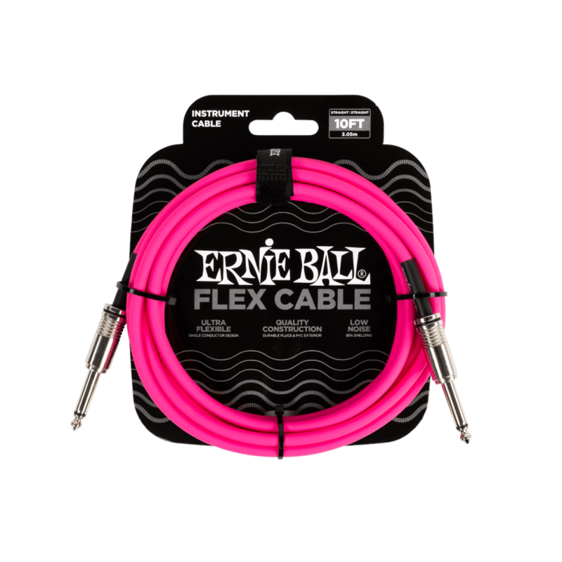 Ernie Ball NEW Ernie Ball Flex Instrument Cable - Straight/Straight - Pink - 10'