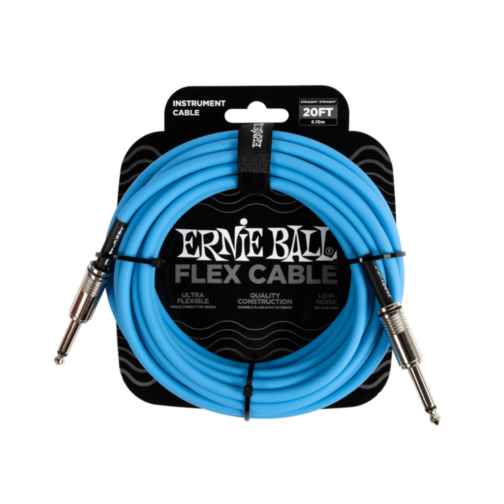 Ernie Ball NEW Ernie Ball Flex Instrument Cable - Straight/Straight - Blue - 20'