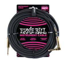 Ernie Ball NEW Ernie Ball Braided Instrument Cable - Straight/Right - Black - 10'