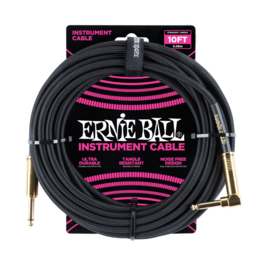 Ernie Ball NEW Ernie Ball Braided Instrument Cable - Straight/Right - Black - 10'