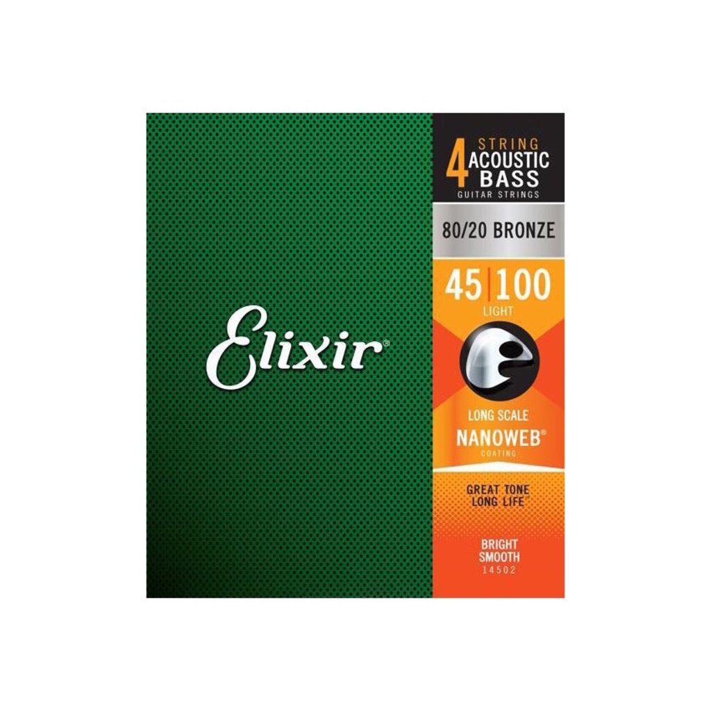 Elixir NEW Elixir Nanoweb 80/20 Acoustic Bass Strings - Light - .045-.100