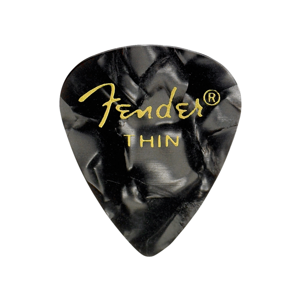Fender NEW Fender Premium Celluloid 351 Shape Picks - Thin - Black Moto - 12-Pack