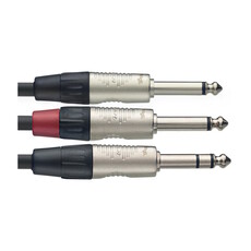 Stagg NEW Stagg N Series Y-Cable - 1/4" TRS - Dual 1/4" TS - 10'
