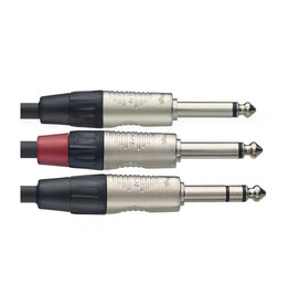 Stagg NEW Stagg N Series Y-Cable - 1/4" TRS - Dual 1/4" TS - 3'