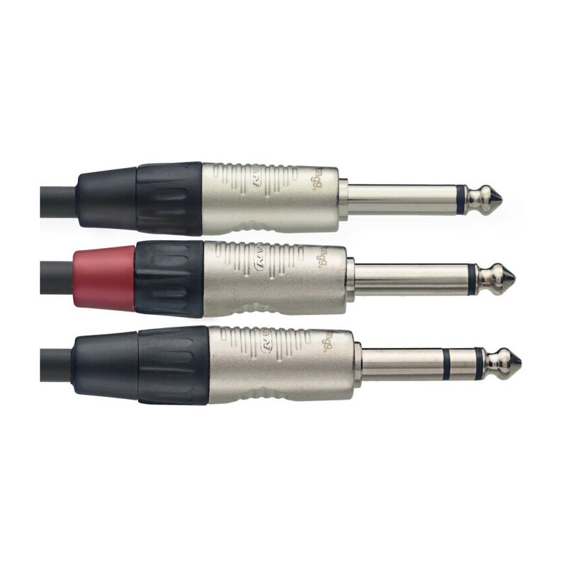 Stagg NEW Stagg N Series Y-Cable - 1/4" TRS - Dual 1/4" TS - 3'