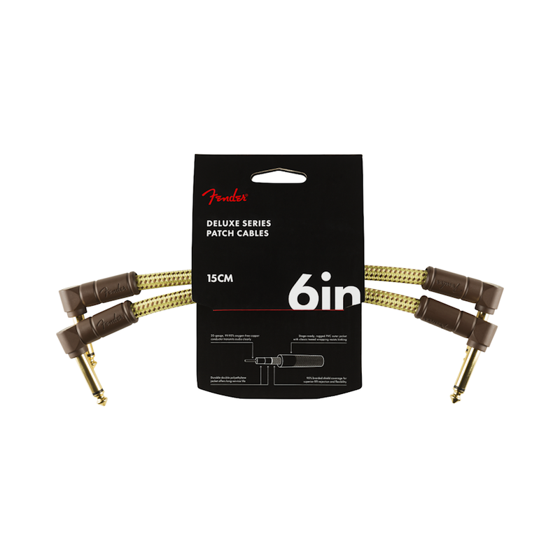 Fender NEW Fender Deluxe Series Patch Cables - 6" - Tweed - Pack of 2