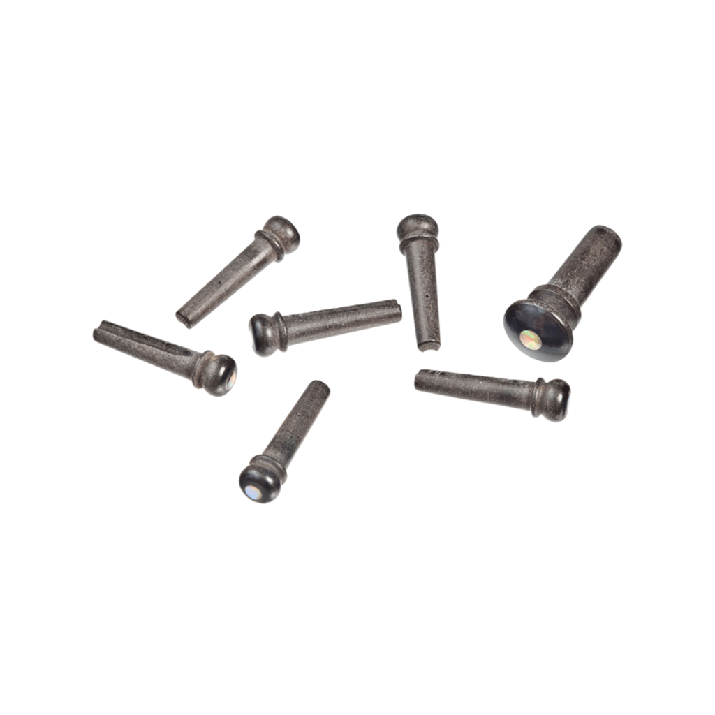 D'Addario NEW D'Addario Wood Bridge Pins - Ebony/Abalone