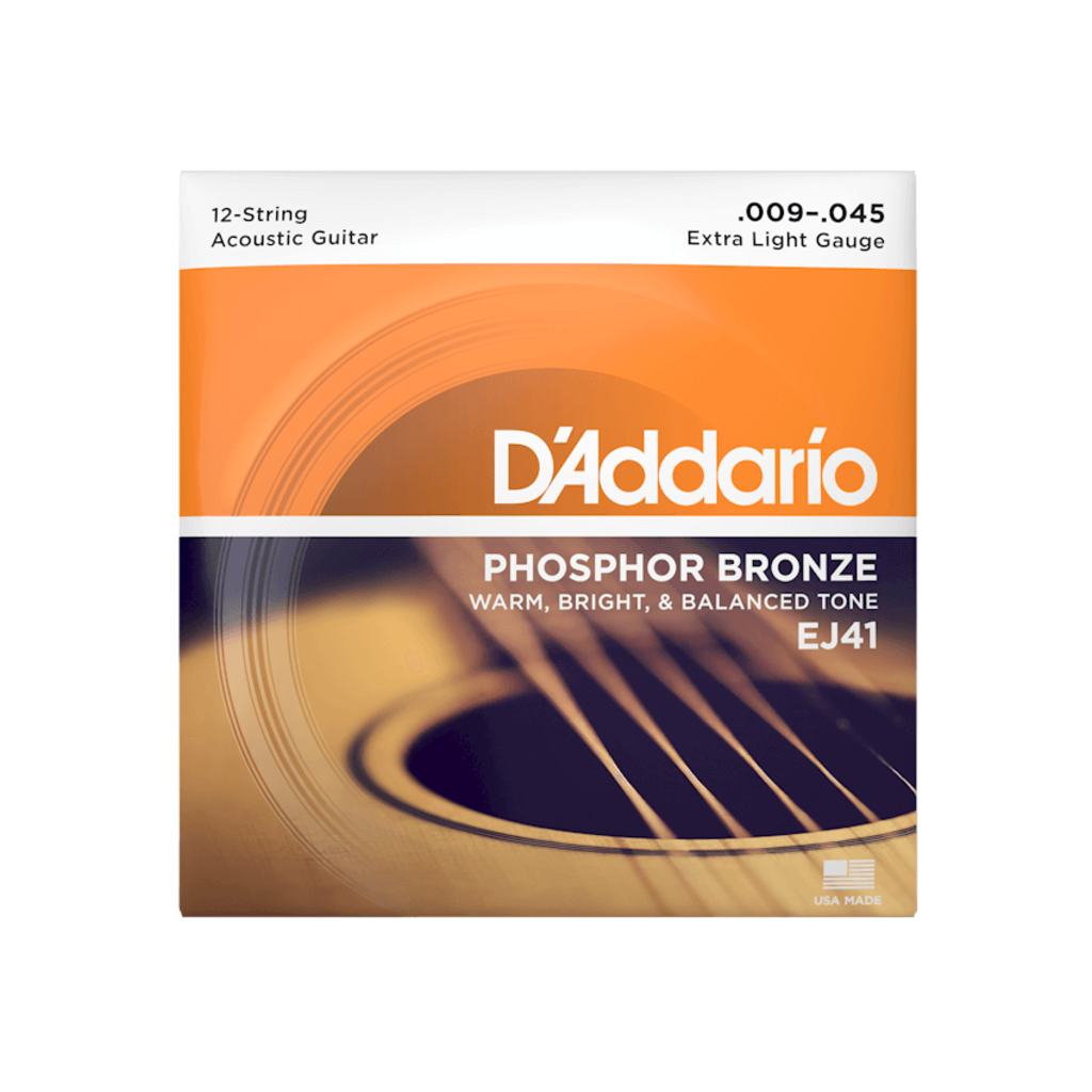 D'Addario NEW D'Addario EJ41 Phosphor Bronze 12-String Acoustic Strings - Extra Light - .009-.045