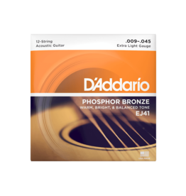 D'Addario NEW D'Addario EJ41 Phosphor Bronze 12-String Acoustic Strings - Extra Light - .009-.045