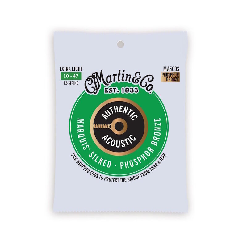 Martin NEW Martin Authentic Marquis Silked 92/8 Phosphor Bronze Strings - .010-.047 - Extra Light 12-String
