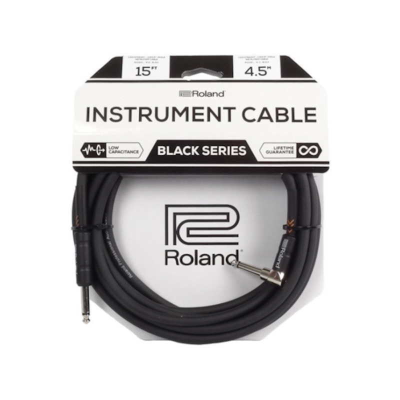 Roland NEW Roland Black Series Instrument Cable - Straight/Angle - 15'