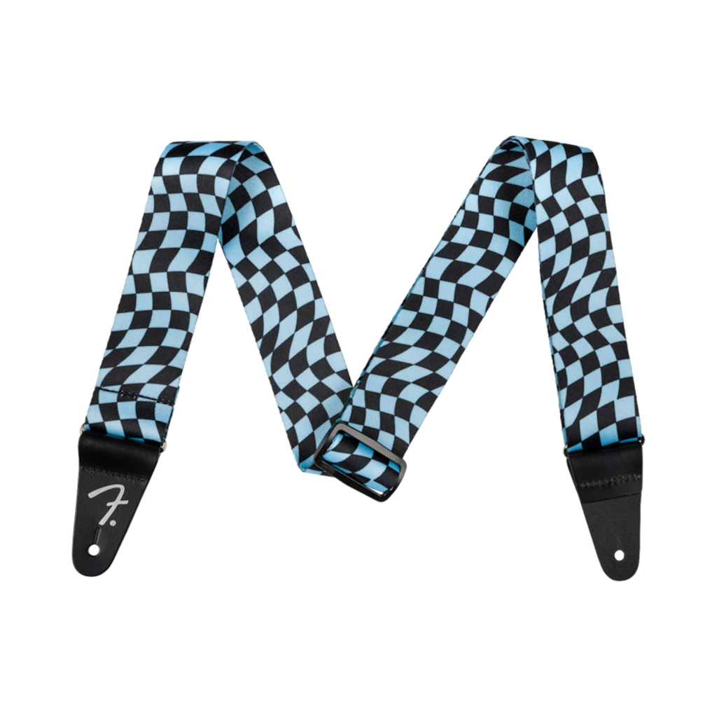 Fender NEW Fender Wavy Checkerboard Polyester Strap - Blue