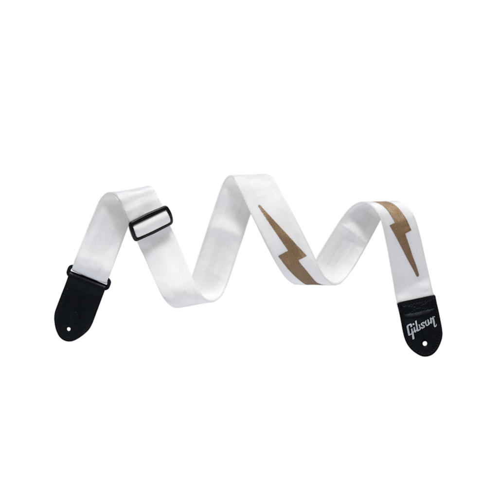 Gibson NEW Gibson The Lightning Bolt Seatbelt Strap - White
