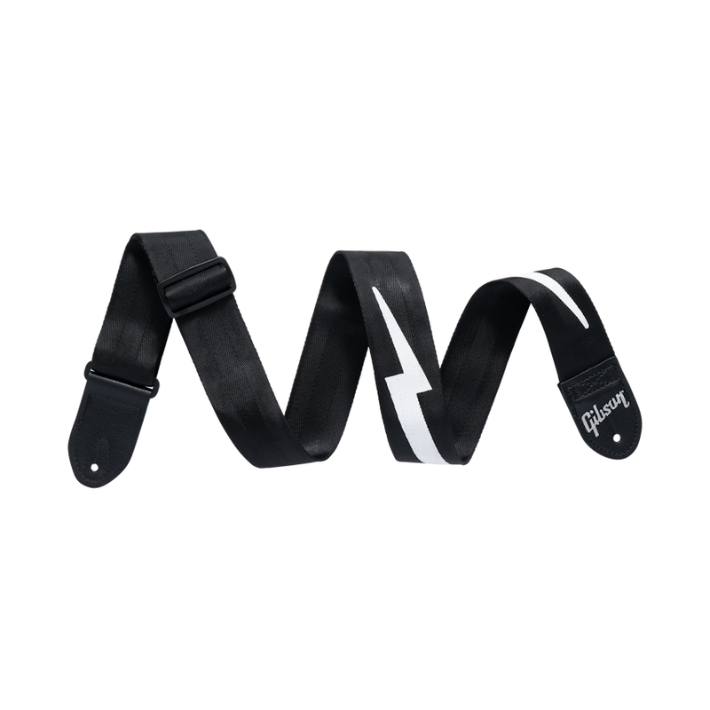Gibson NEW Gibson Lightning Bolt Seatbelt Strap - Jet Black