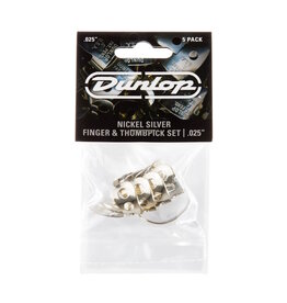 Dunlop NEW Dunlop Nickel Silver Finger and Thumbpick Set - .025"