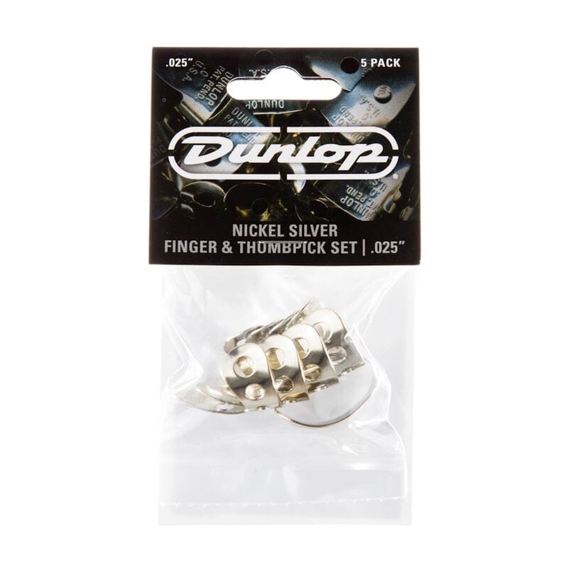 Dunlop NEW Dunlop Nickel Silver Finger and Thumbpick Set - .025"