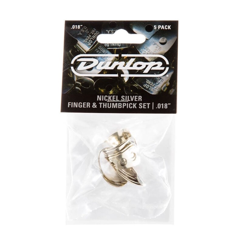 Dunlop NEW Dunlop Nickel Silver Finger and Thumbpick Set - .018"