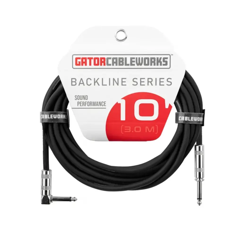 Gator NEW Gator Cableworks Backline Series Instrument Cable - Straight/Angle - 10'