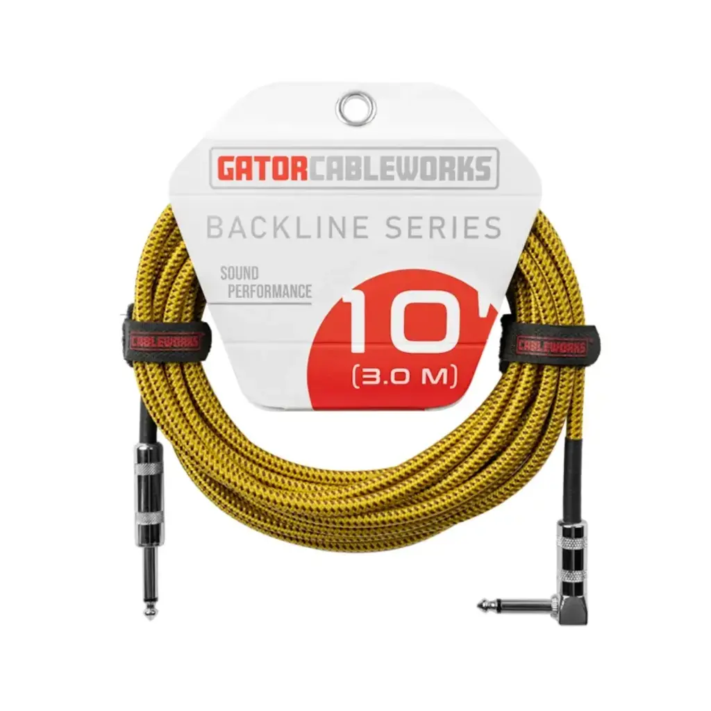 Gator NEW Gator Cableworks Backline Series Braided Instrument Cable - Brown/Yellow - 10'