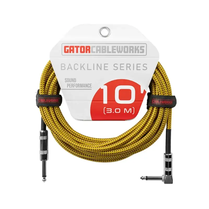 Gator NEW Gator Cableworks Backline Series Braided Instrument Cable - Brown/Yellow - 10'