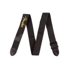 Fender NEW Fender 2" Black Poly Strap w/ Yellow Fender Logo