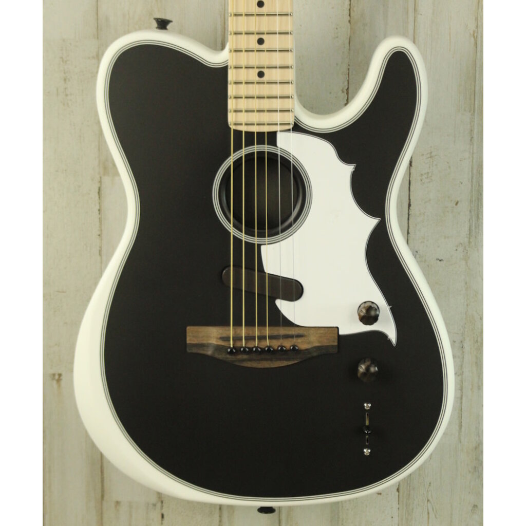 Fender DEMO Fender Jack White Triplesonic Acoustasonic Telecaster - Satin Arctic White w/ Black Top (042)