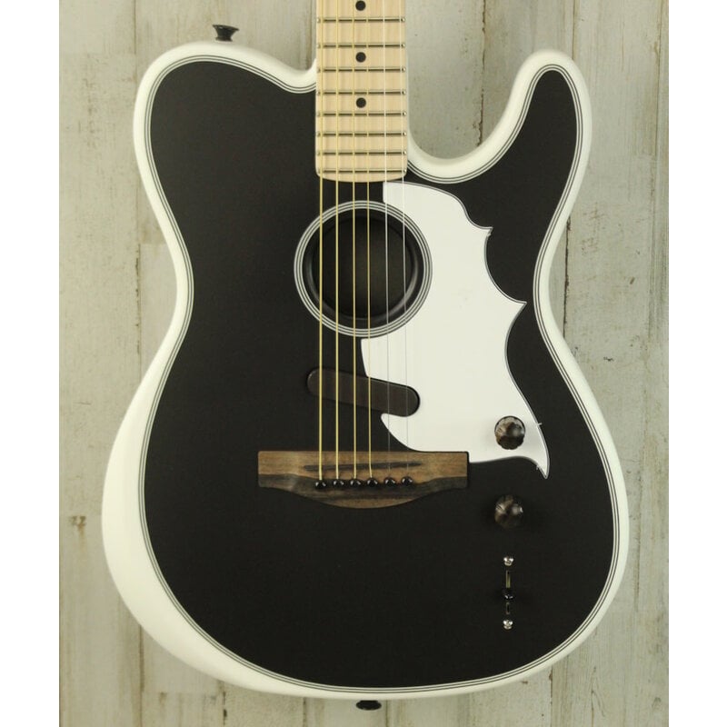 Fender DEMO Fender Jack White Triplesonic Acoustasonic Telecaster - Satin Arctic White w/ Black Top (042)