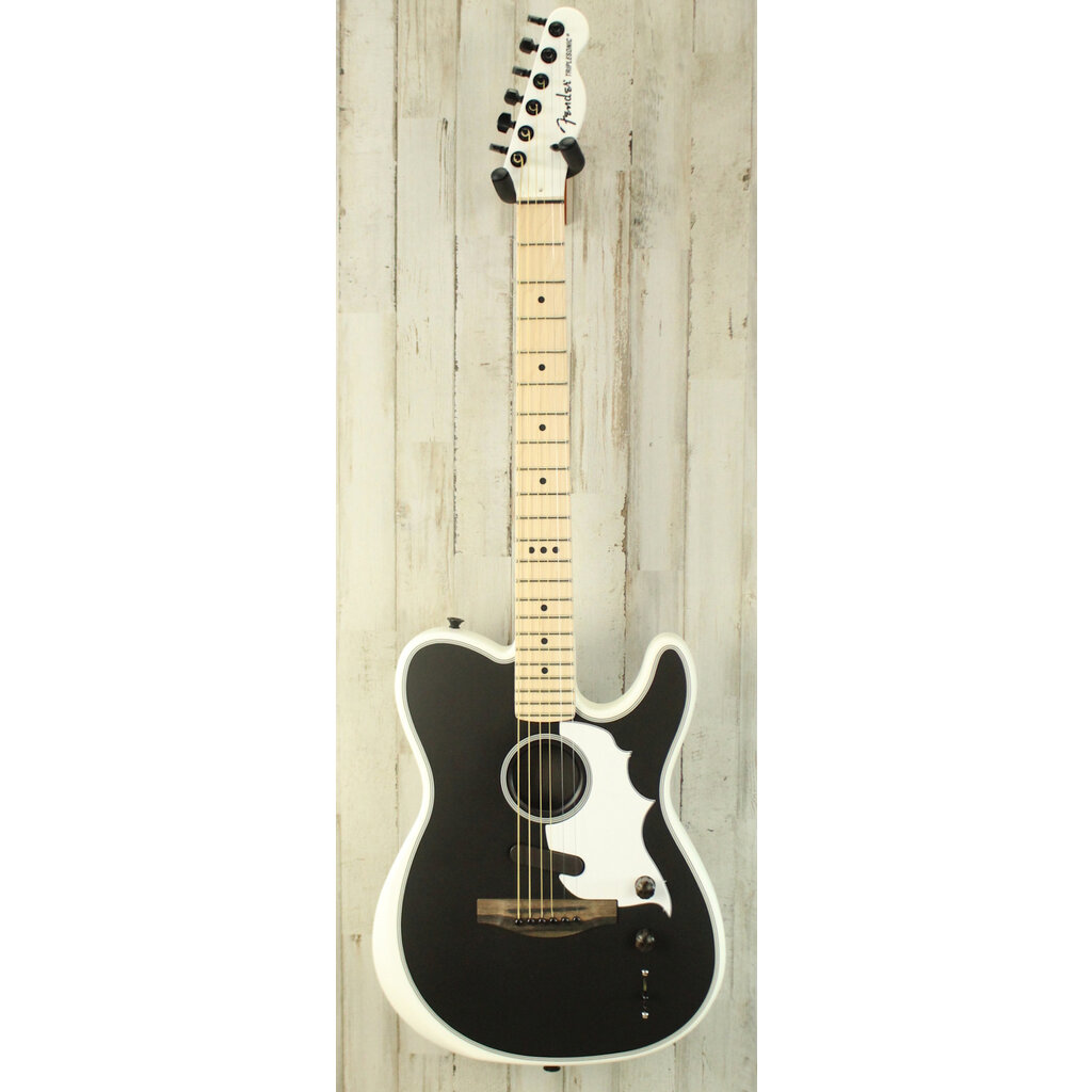 Fender DEMO Fender Jack White Triplesonic Acoustasonic Telecaster - Satin Arctic White w/ Black Top (042)