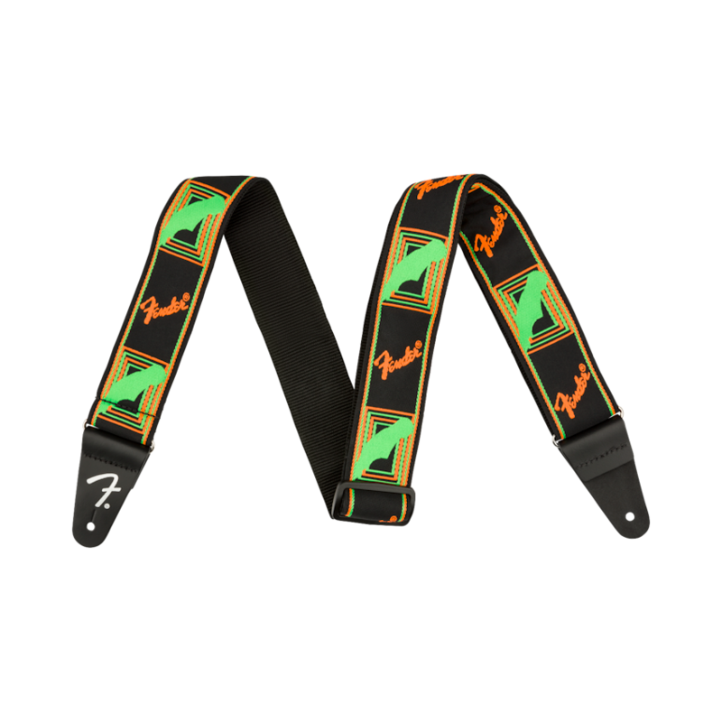Fender NEW Fender Neon Monogrammed Strap - Green/Orange