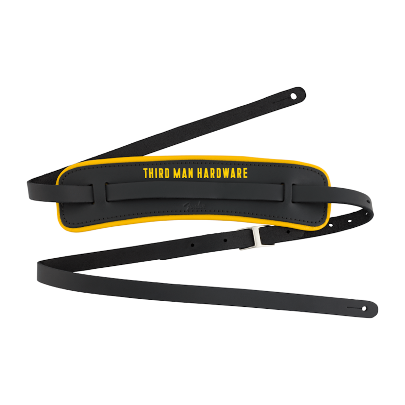 Fender NEW Fender x Third Man Hardware Leather Strap - Black/Yellow