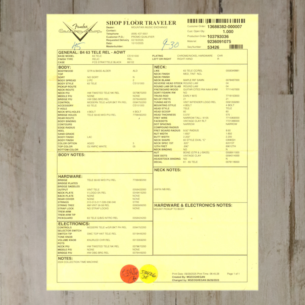 Fender DEMO Fender Custom Shop 1963 Telecaster Relic 3A Rosewood - Aged Olympic White (039)