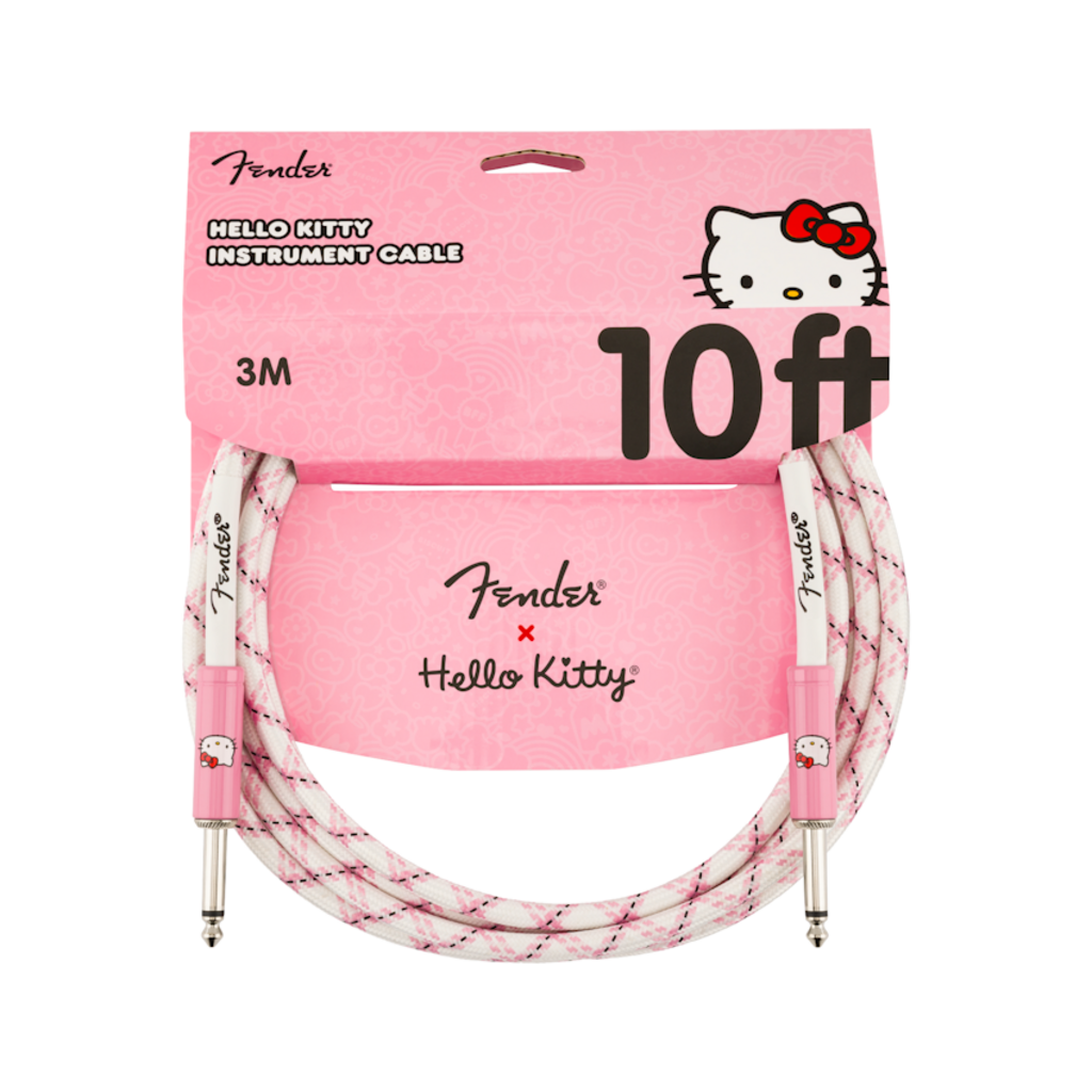 Fender NEW Fender x Hello Kitty Woven Cable - White/Pink - 10'