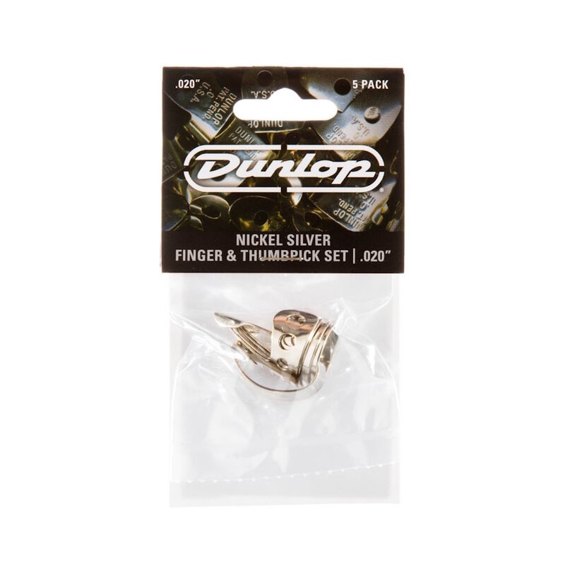 Dunlop NEW Dunlop Nickel Silver Finger and Thumbpick Set - .020"